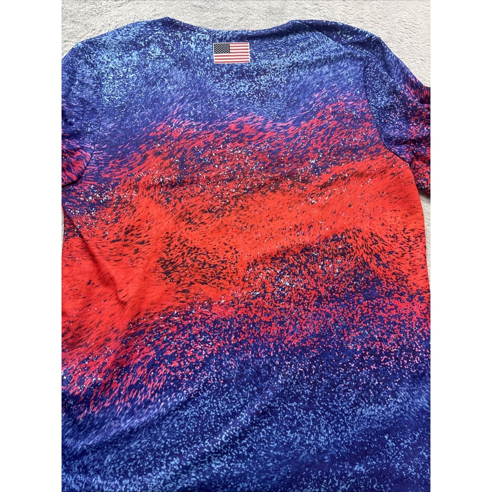 Nike Mens Medium United States Track & Field Dri-FIT T-Shirt Blue Red Splatter - Picture 5 of 5